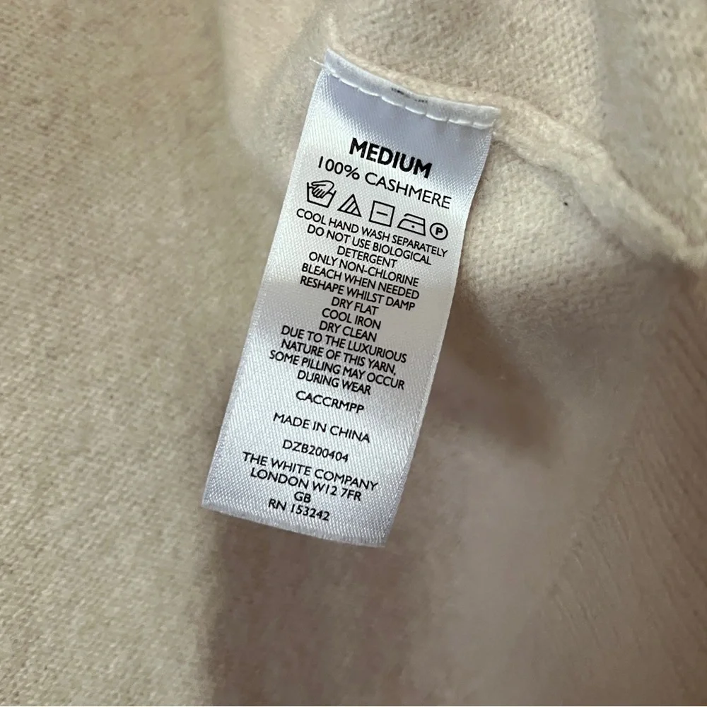 The White Company | Cashmere Crewneck Boxy Jumper Sweater Petal Pink Size M
